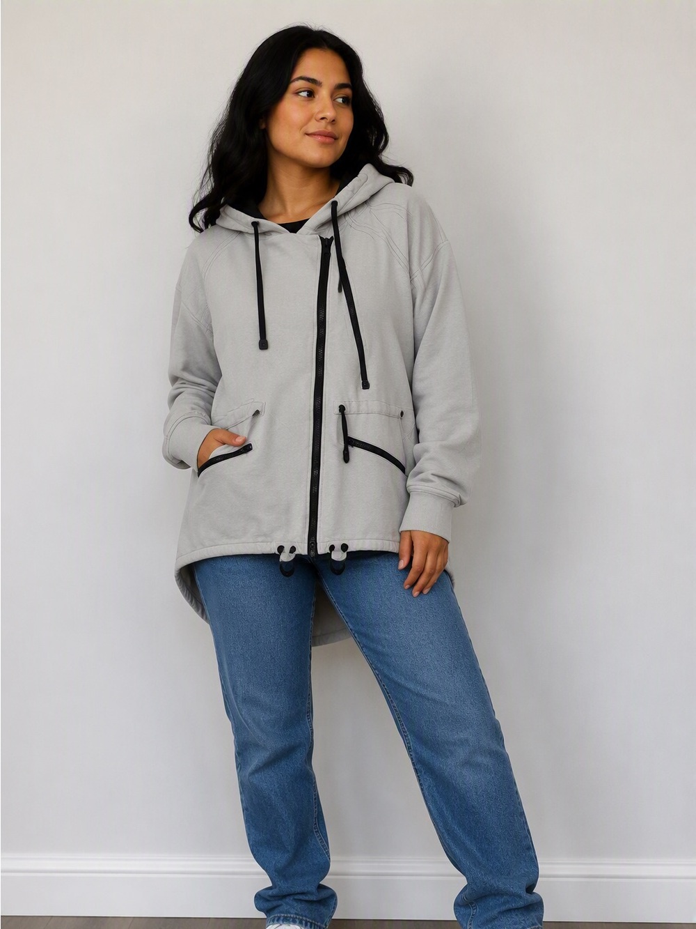 Blanc Noir Asymmetrical Zip Front Traveler Jacket Hoodie -Size M